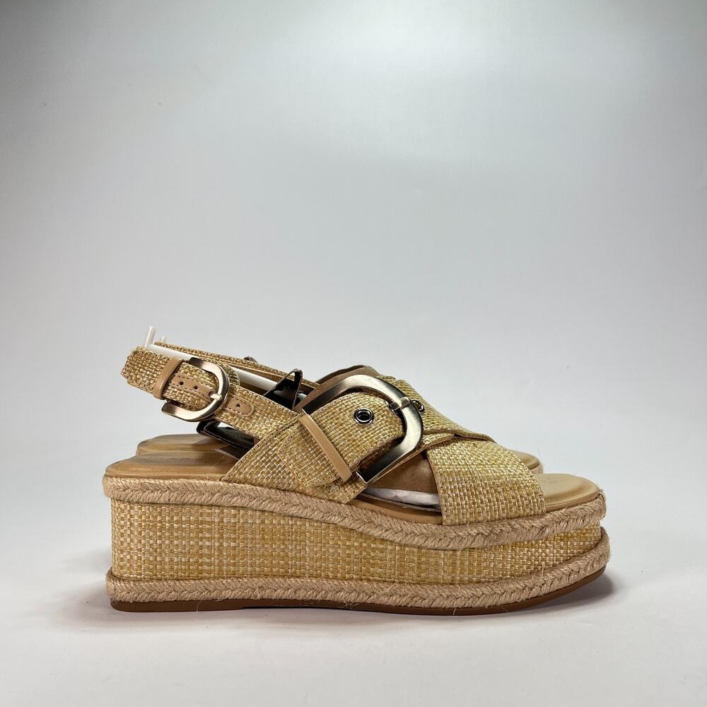 Marc Fisher LTD Renda Natural Espadrille Platform Wedge Sandals Women's Size 7M
